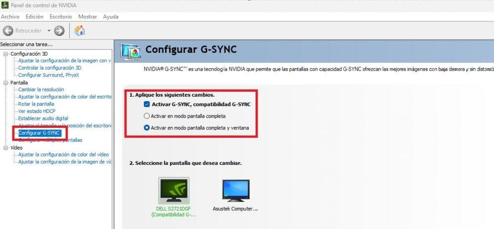 Activate G-SYNC monitor settings