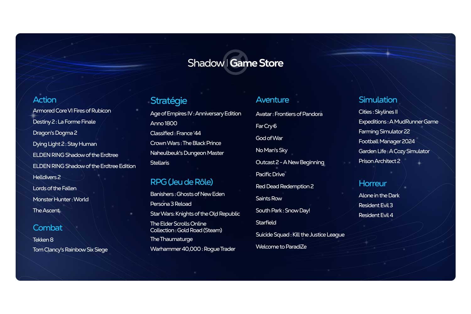 Shadowgame Store List En